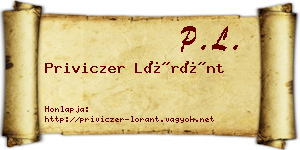 Priviczer Lóránt névjegykártya